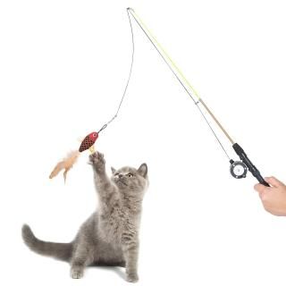 Captain Catnip Cat Fishing Pole Toy Retractable wand cat toy with Reel Cat Fishi
