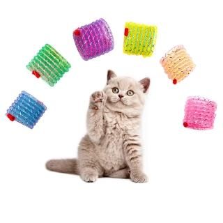 JpGdn 6PCS Cat Springs Toys Colorful Plastic Coil Spring Action Cat Toy Stretcha