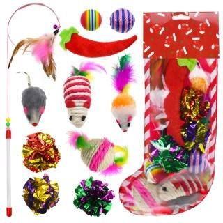 Yoochee Christmas Cat Toy Stocking Gift - 11 PCS Kitten Interactive Toys Set Ass