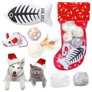 Christmas Cat Toys Stocking - 6 PCS Pet Cat Assorted Indoor Interactive Toys wit