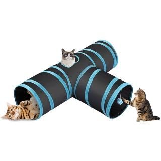 Decdeal Pet Cat Toys Rattle Paper Three Channel Tunnel Smart Cat Toys Drill Buck