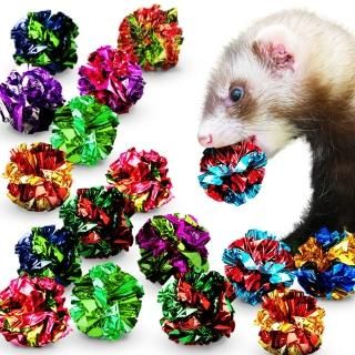 SunGrow 24 Pcs Ferret Mylar Crinkle Balls Toys 2 Soft Play and Chase Indoor Toys