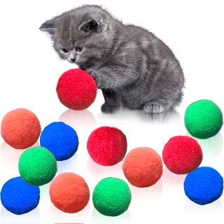 Meric Pompom Furry Cat Toy Balls Lots of Toys for Lots of Fun Get Your Flabby Ta