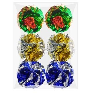 FadyDail 6 Pack Crinkle Balls for CatsLarge Size 2.36 in 3 Color Cat Crinkle Bal