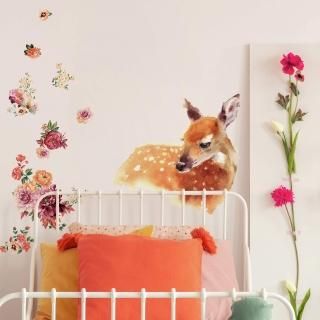 RoomMates Watercolor Fawn Peel And Stick Giant Wall Decals  Pink & Orange Wall S