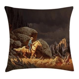 Westernå󥫥Сby AmbesonneA Rock Mountain Landscape with a Cowboy Riding H