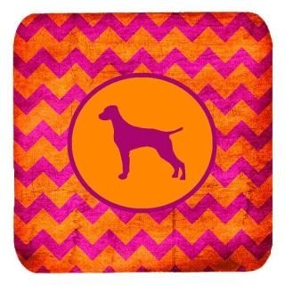 Caroline's Treasures SDK1062-B-FC Vizsla Chevron Pink and Orange Foam Coasters S