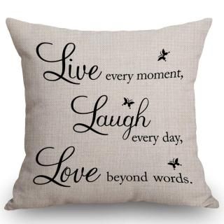 SSOIU Live Every Moment Laugh Every Day Love Beyond コットンリネン ホームデコレーション 引用句 スローピロ