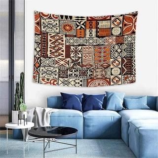 Vintage Ocean TapestryHawaiian Style Tapa Tribal Abstract Patchwork VintageWall 