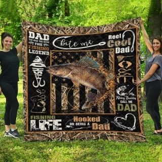 to My dad Fish Personalized Custom Name Quilted Quilt Blankets Birthday Christma