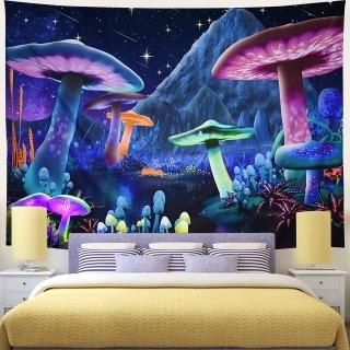 Wekoxo Mushroom Tapestry Starry Sky Tapestry Wall Tapestry Fantasy Plant Tapestr