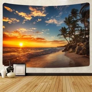 GHMO Ocean Tapestry Wall Hanging Art tapestry Exotic Nature Beach Palm Tree Sunr