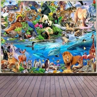 Aidatain Forest Animal Tapestry Tropical Lion Tiger Cheetah Polar Bear Wolf Gian