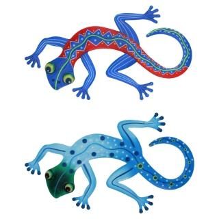 DOITOOL 2Pcs Metal Gecko Wall Decor Gecko Art Wall Decorations Lizard Hanging De