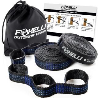 Foxelli Hammock Straps XL  Camping Hammock Tree Straps Set 2 Straps & Carrying B