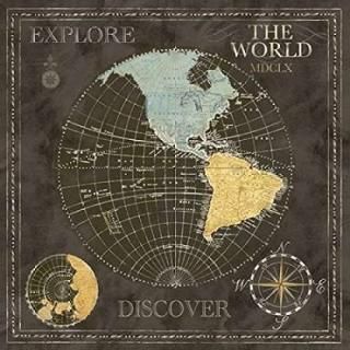 Posterazzi PDXRB8299CCLARGE Old World Journey Map Black I Poster Print by Cynthi