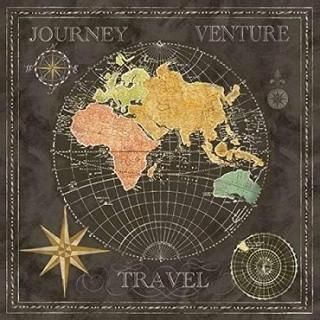 Posterazzi PDXRB8300CCLARGE Old World Journey Map Black II Poster Print by Cynth