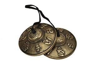 Dharma Store - Tibetan Tingsha Cymbals - 6.2 cm - OM Mane Padme Hum Symbols Embo