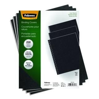 200PK BINDING CVR LINEN LTR BLK