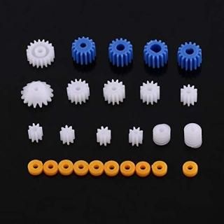 Walfront 26pcs Plastic Spindle Worm Gear Set Assorted Plastic Shaft for Aircraft