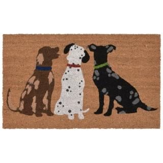 Liora Manne Natura Three Dogs Natural Outdoor Welcome Coir Door Mat 1 ft 6 in x 