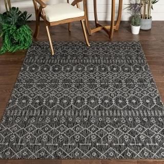 Well Woven Medusa Nord Moroccan Tribal Indoor/Outdoor Grey Flatweave 5'3 x 7'3 A