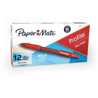 Paper Mate 89467 Profile Ballpoint Retractable Pen Red Ink Bold Dozen