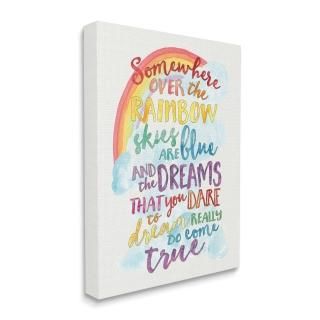 The Kids Room By Stupell Somewhere Over The Rainbow With Rainbow Stretched Canva