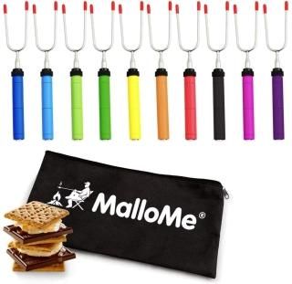 MalloMe Premium Marshmallow Roasting Sticks Set of 10 Smores Skewers & Hot Dog F
