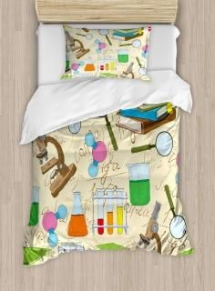 TWIN / TWIN XL Multi 1 - Kids Room Decor Duvet Cover Set by Ambesonne Science Ed
