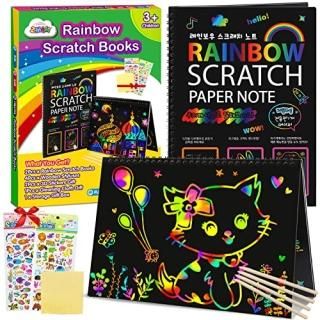 ZMLM Scratch Paper Art Notebooks - Rainbow Scratch Off Art Set for Kids Activity