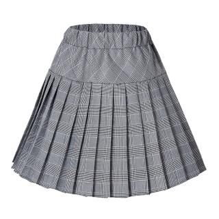 Women's Elastic Waist Plaid Pleated Skirt Tartan Skater School Uniform Mini Skir