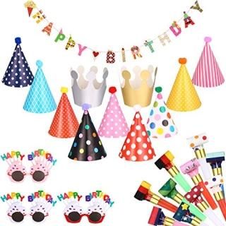 25 Pcs Birthday Party Hats Set Includes 1 Colorful Happy Birthday Banner 3 Happy