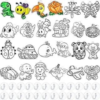 24 Pieces Suncatchers Craft Kits Assorted Sun Catcher for Art Window Suncatchers