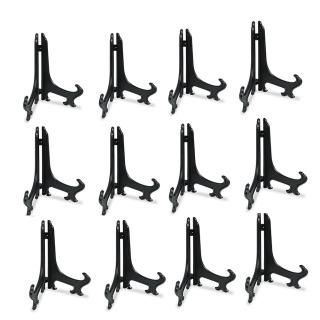 artliving 6inch Black 12pcs/Set Plastic Easels Plate Display Stands Picture Fram