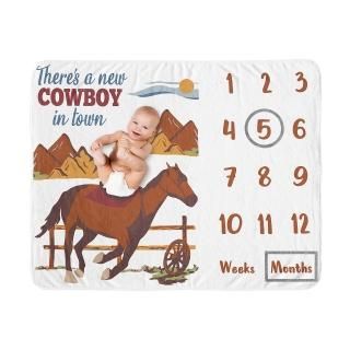 Sweet Jojo Designs Wild West Cowboy Boy Milestone Blanket Monthly Newborn First 