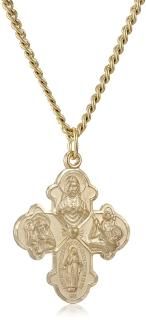Amazon Collection Men's 14k Gold-Filled 4-Way Medal Pendant Necklace with Gold-P