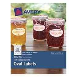 Pack of 210 - Avery Textured Oval Labels White 2.9cm x 5.7cm Pack of 210 8216