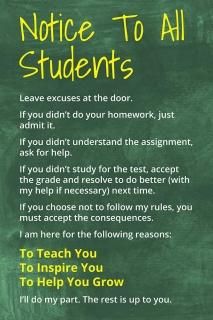 Notice To All Students motivational classroom poster