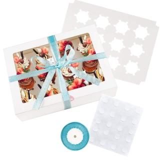 YunKo 15 Pack Dozen Cupcake Boxes White Cupcake Containers with Window Fit 12 Cu