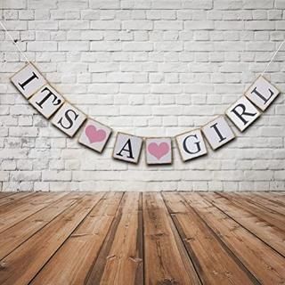 IT is A Girl Banner Sign Bunting Christening Baby Shower Garland Decoration Birt