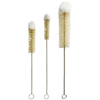 NewFerU Stainless Steel Soda Bottle Cleaning Brush Set in Natural Boar Bristle W