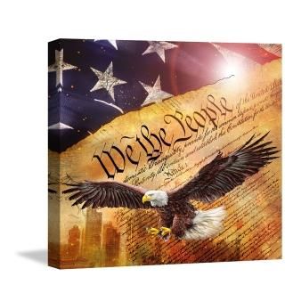 Eagle Canvas Wall Art American Flag Print Wall Decor Military Decoration for Liv