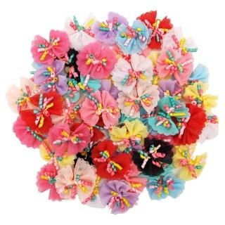 Sufermoe 32 Pcs Multicolored Dog Bows Hair Ties Pet Rubber Bands Hair Grooming T