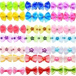 YOY 40pcs / 20 Pairs Adorable Grosgrain Ribbon Pet Dog Hair Bows with Rubber Ban