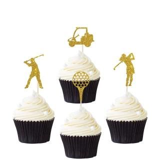 Gold Glitter Golf Cupcake Toppers - Golf Themed Cupcake Decorations - Baby Showe