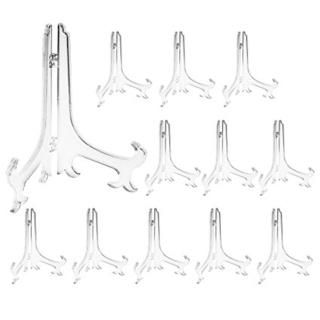 7.6cm 12 pack White - Artliving 7.6cm Clear Plastic Easels or Stand/Plate Holder