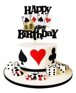 Keaziu 1 Pack Casino Cake Topper Poker Heart cake Toppers Playing Cards Vegas Th