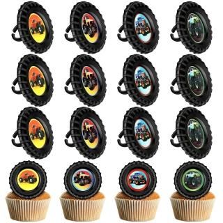 48 Pieces truck Cupcake Rings truck Jam Cupcake Topper Rings Colorful Trucks Bir