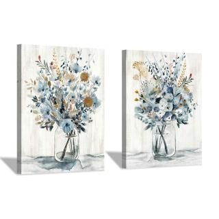 Floral Canvas Wall Art Prints Abstract Blossom Flower Bouquet in Glass Bottle Pi